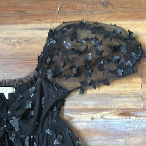 Thirty Thirty LA 3D Butterfly Babydoll Dress, Black S Mini Dress - Picture 5 of 9